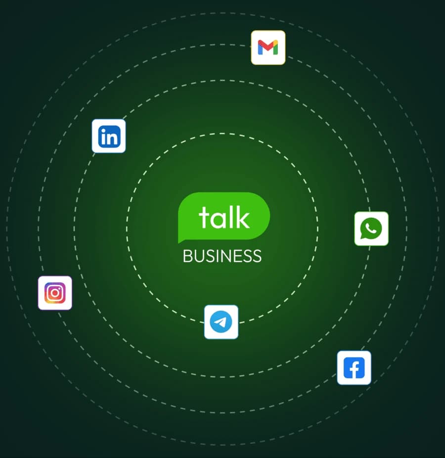 NativeTalk Business connecting WhatsApp, Instagram, Facebook, Telegram, LinkedIn and Gmail in one place